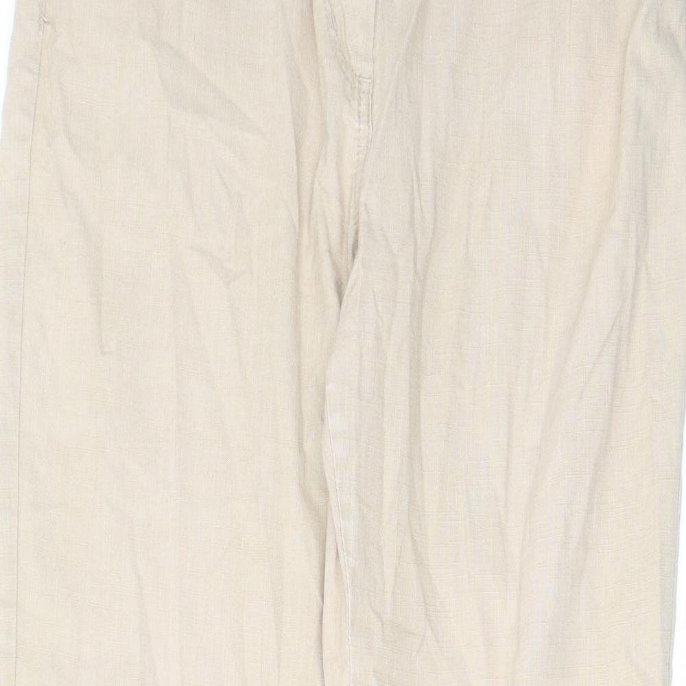 Marks and Spencer Womens Beige Cotton Bootcut Jeans Size 14 L30 in Regular Zip