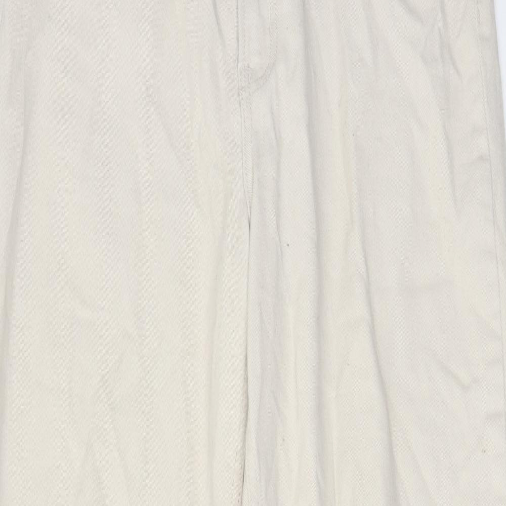 H&M Womens Ivory Cotton Mom Jeans Size 12 L28 in Regular Zip