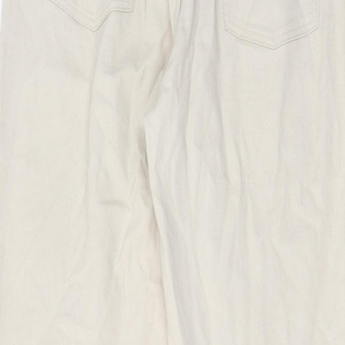 H&M Womens Ivory Cotton Mom Jeans Size 12 L28 in Regular Zip