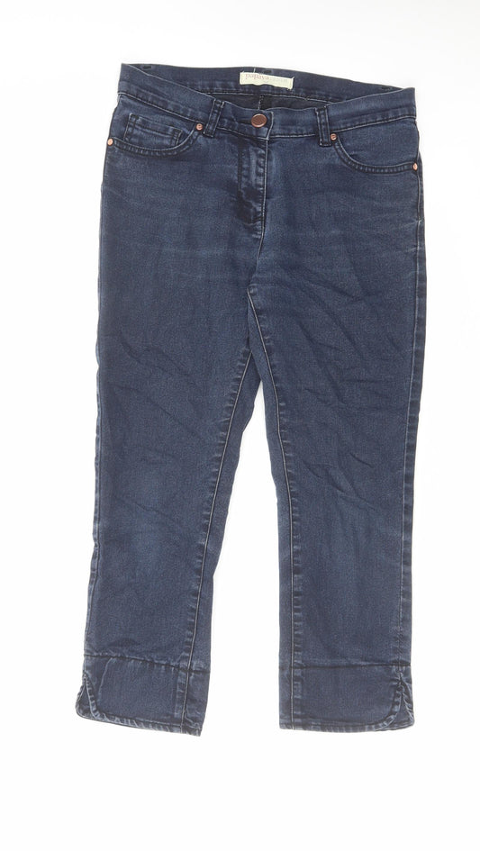 Papaya Womens Blue Cotton Cropped Jeans Size 12 L23 in Regular Zip