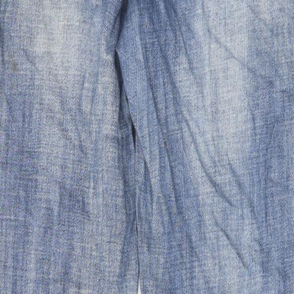NEXT Womens Blue Cotton Straight Jeans Size 14 L31 in Regular Zip
