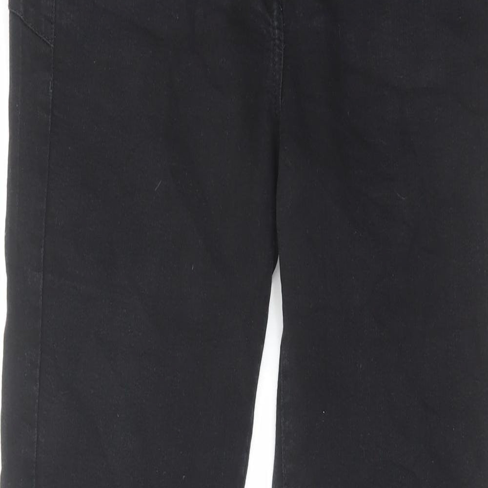 NEXT Womens Black Cotton Straight Jeans Size 14 L32 in Slim Zip