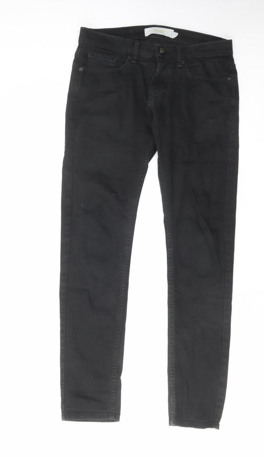 Topman Mens Black Cotton Skinny Jeans Size 30 in L30 in Regular Zip