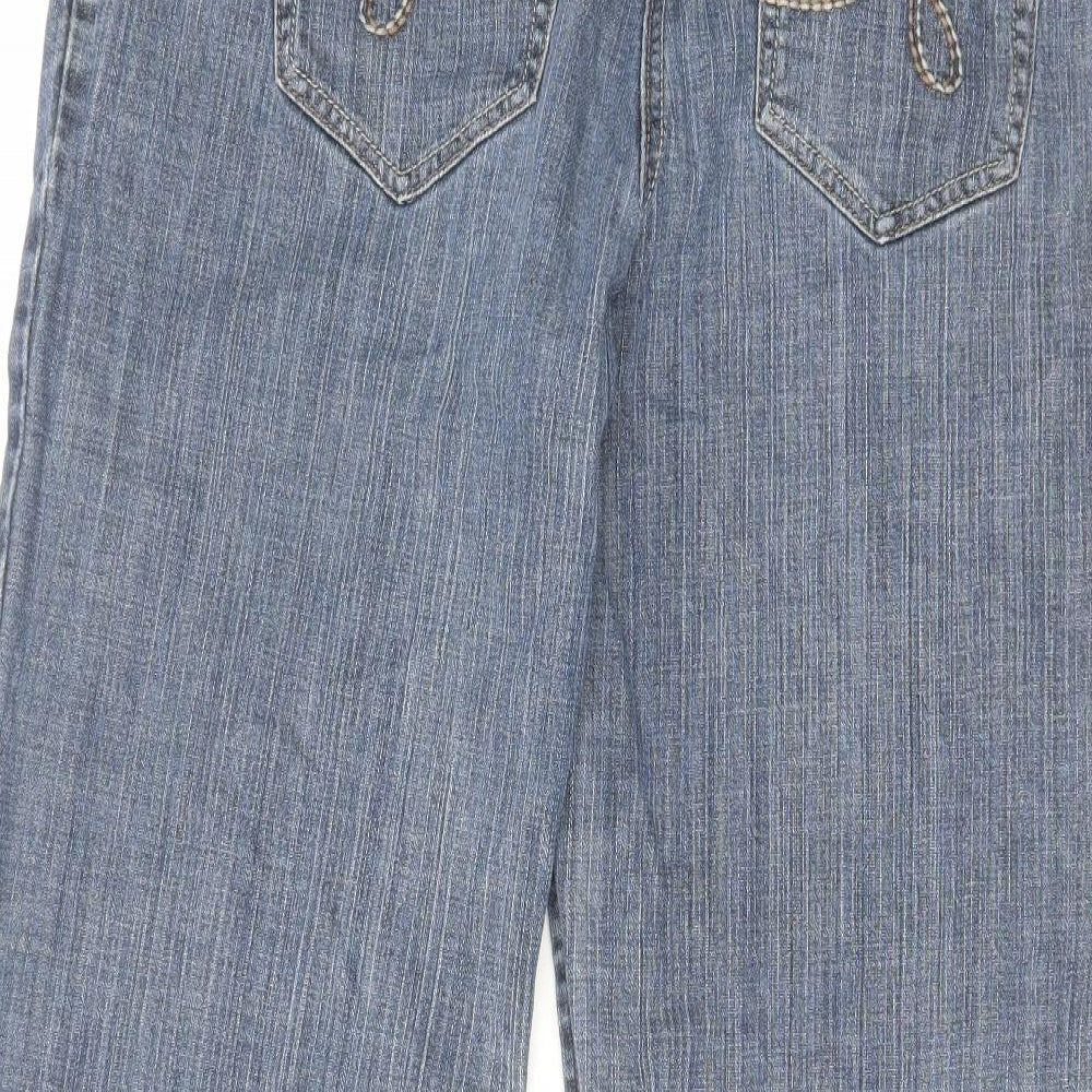 NEXT Womens Blue Cotton Wide-Leg Jeans Size 16 L29 in Regular Zip