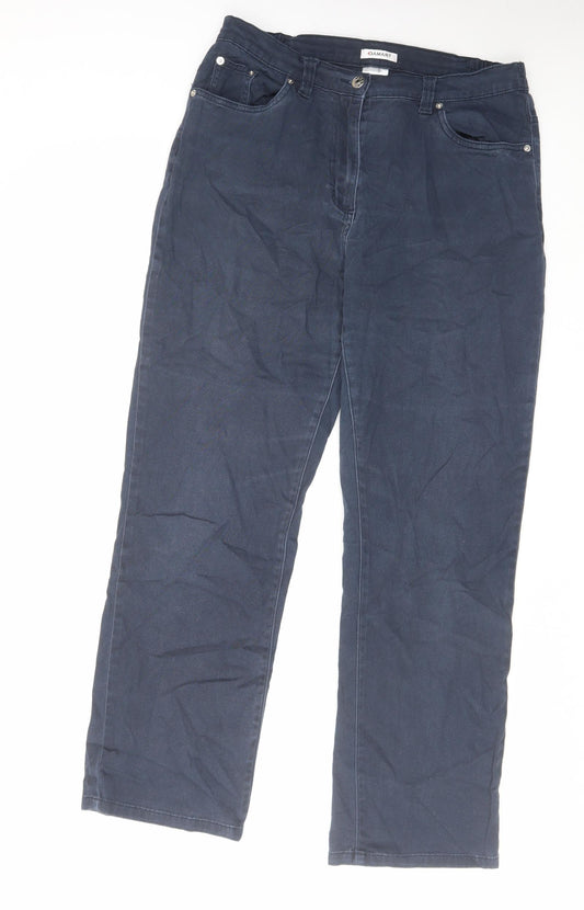 Damart Womens Blue Cotton Straight Jeans Size 14 L28 in Regular Zip
