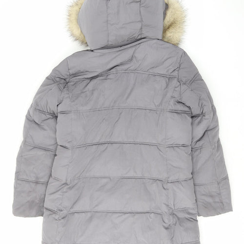Marks and Spencer Womens Grey Quilted Coat Size 12 Zip