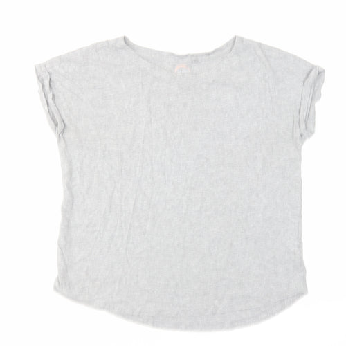 NEXT Womens Grey Cotton Basic T-Shirt Size 14 Boat Neck