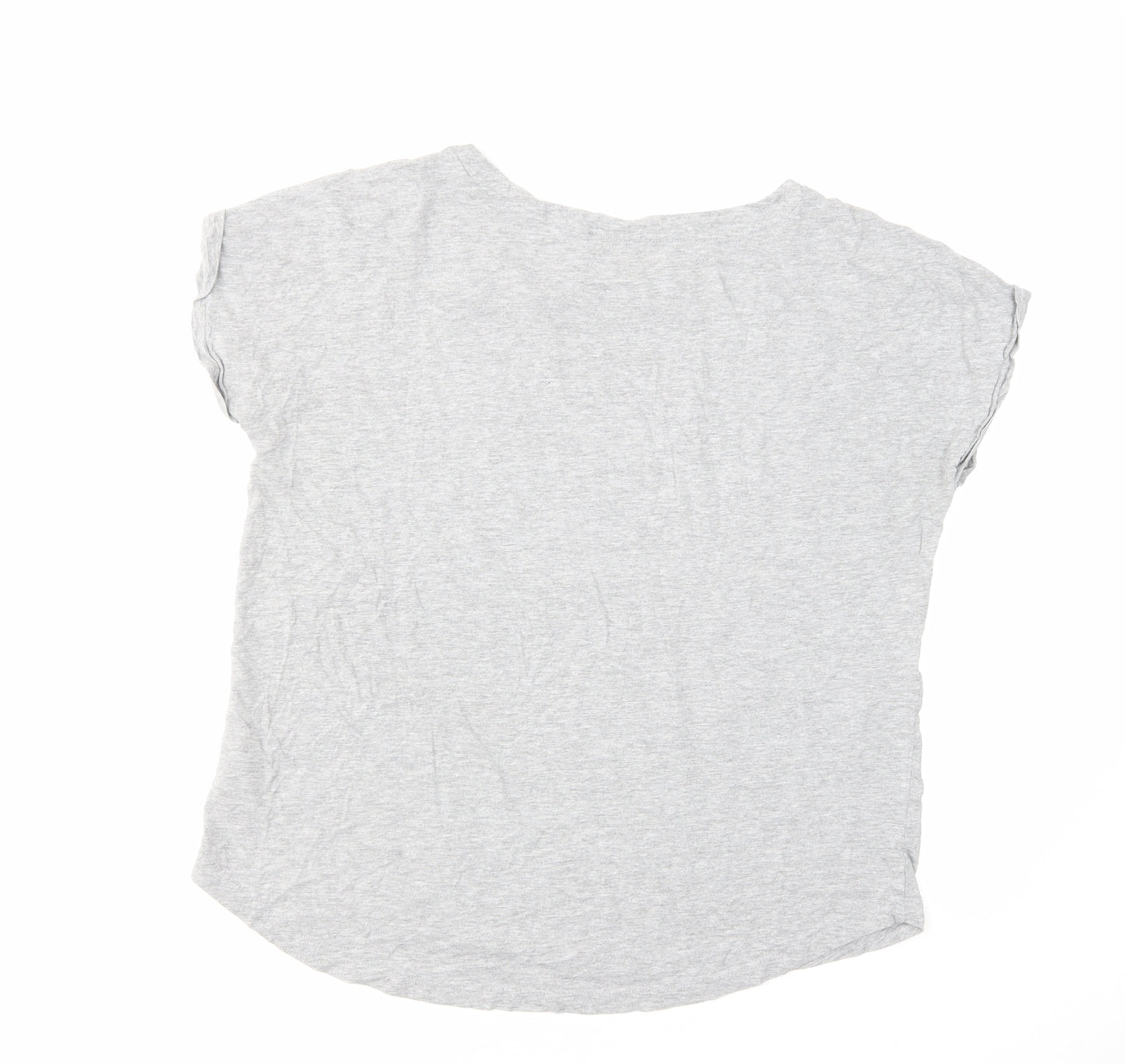 NEXT Womens Grey Cotton Basic T-Shirt Size 14 Boat Neck