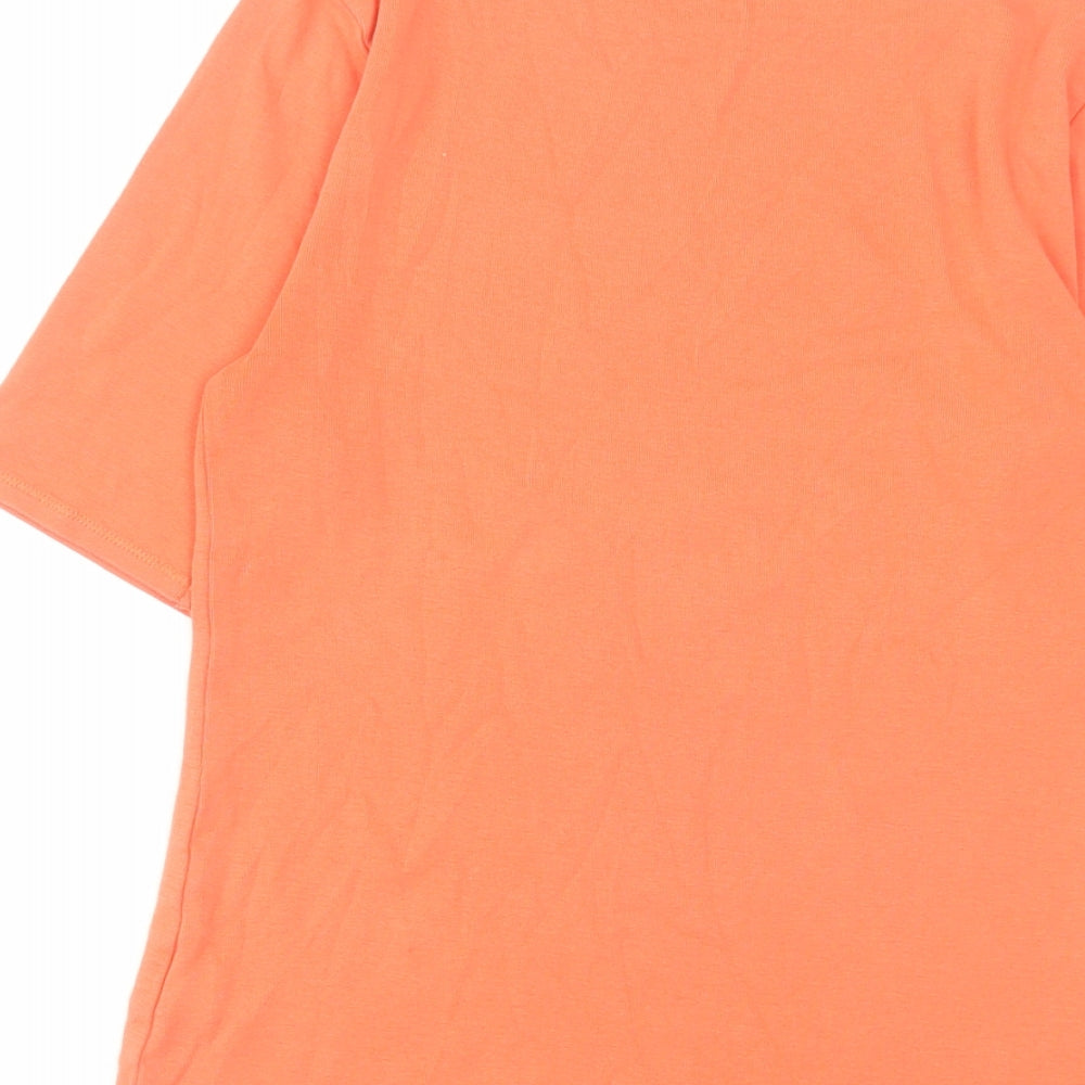Marks and Spencer Womens Orange Cotton Basic T-Shirt Size 8 Boat Neck