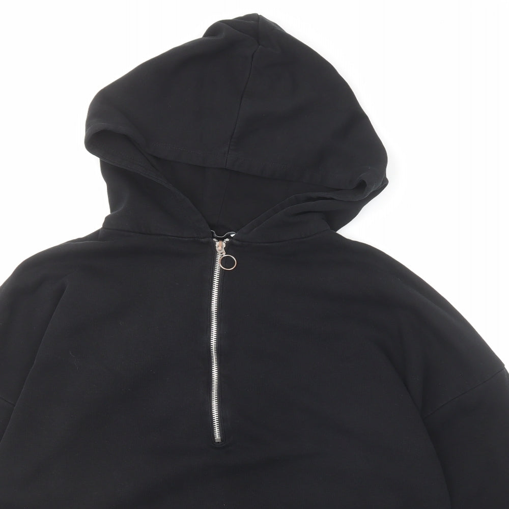 Zara Womens Black Cotton Pullover Hoodie Size S Zip