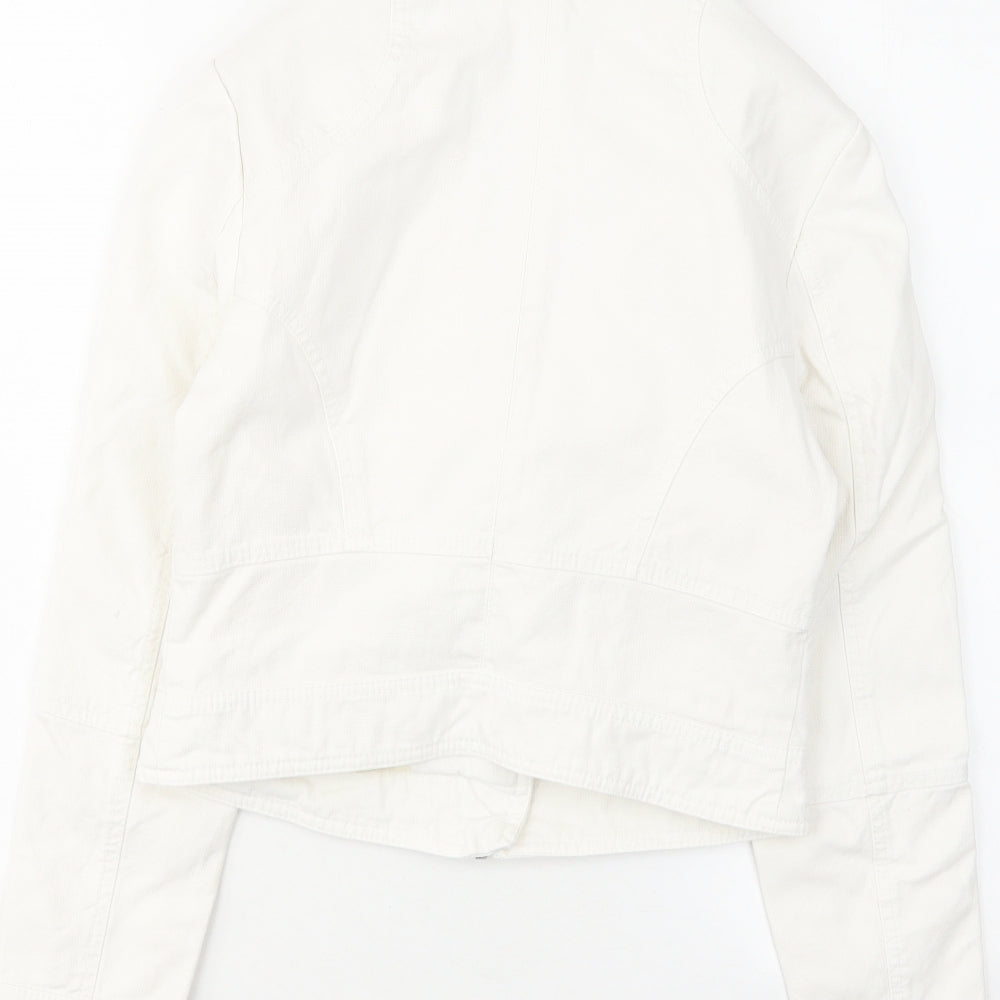 H&M Womens White Motorcycle Jacket Jacket Size 8 Zip