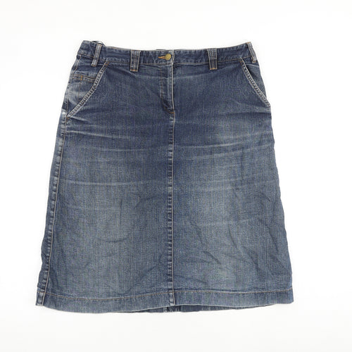 Artigiano Womens Blue Cotton A-Line Skirt Size 36 in Zip