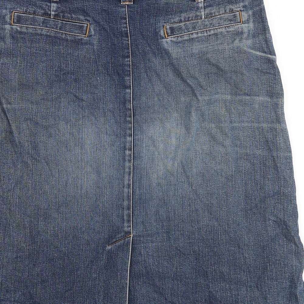 Artigiano Womens Blue Cotton A-Line Skirt Size 36 in Zip