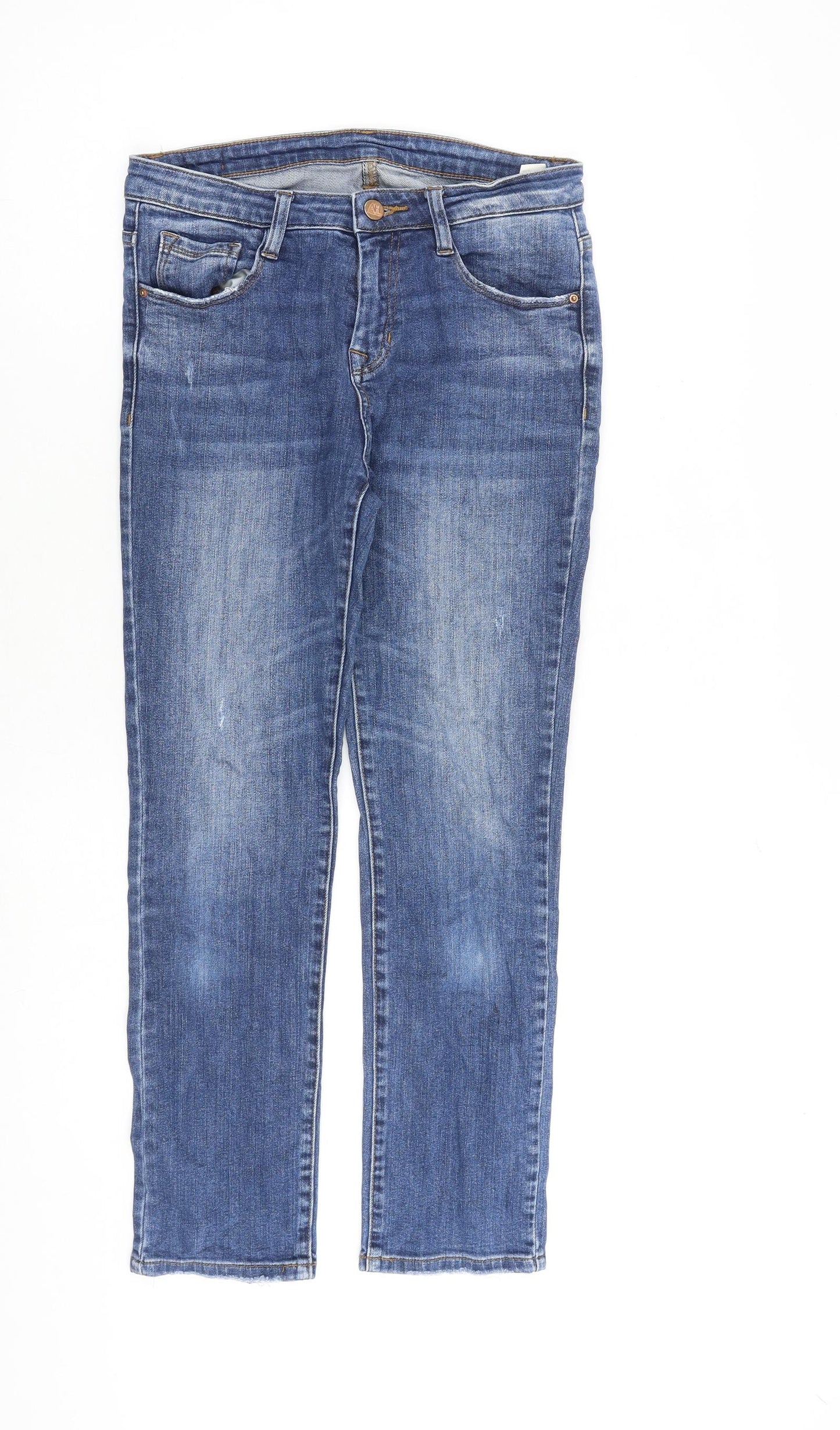 AH Denim Womens Blue Cotton Straight Jeans Size 28 in L26 in Regular Zip