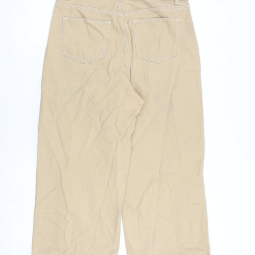 Denim & Co. Womens Beige Cotton Trousers Size 12 L26 in Regular Zip