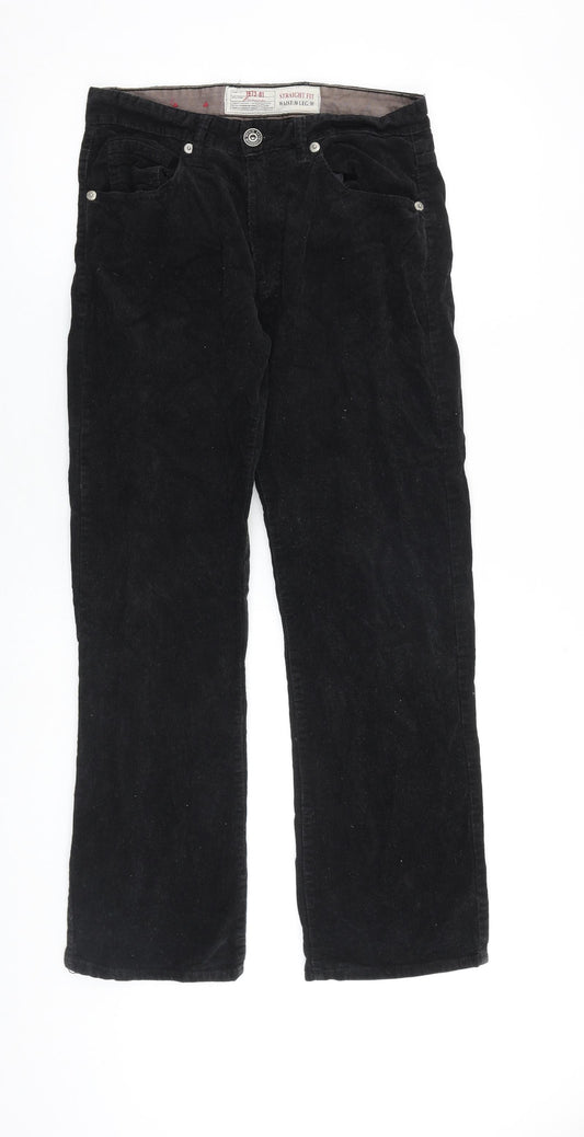 Easy Denim Mens Black Cotton Trousers Size 30 in L30 in Regular Zip