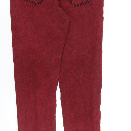 New Look Womens Red Cotton Skinny Jeans Size 14 L30 in Regular Zip