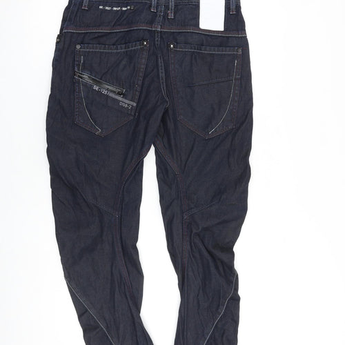 NEXT Mens Blue Cotton Tapered Jeans Size 32 in L28 in Regular Zip