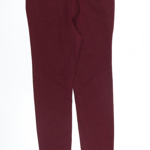 Debenhams Womens Red Cotton Skinny Jeans Size 12 L29 in Slim Zip
