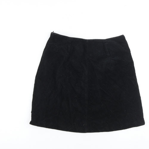 Denim & Co. Womens Black Cotton Mini Skirt Size 10 Zip