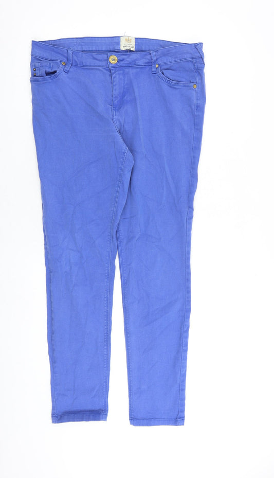 River Island Womens Blue Cotton Skinny Jeans Size 34 in L30 in Slim Zip
