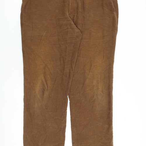 Pierre Cardin Mens Brown Cotton Trousers Size 36 in L31 in Regular Zip
