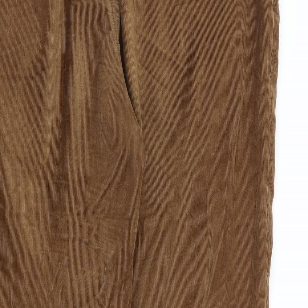 Pierre Cardin Mens Brown Cotton Trousers Size 36 in L31 in Regular Zip