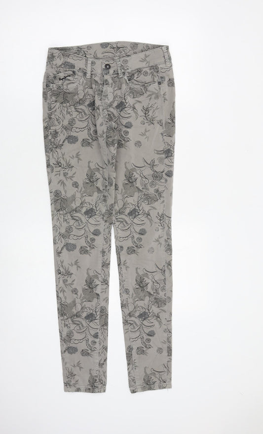 Pepe Jeans Womens Grey Floral Cotton Skinny Jeans Size 26 in L32 in Slim Zip