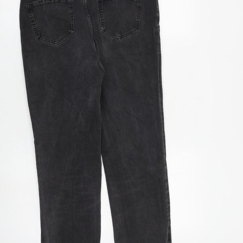 Marks and Spencer Womens Grey Cotton Straight Jeans Size 14 L27 in Regular Zip
