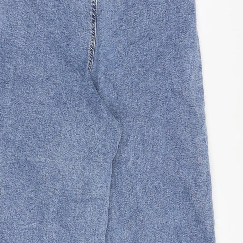 TU Womens Blue Cotton Cropped Jeans Size 10 L21 in Regular Zip - Raw Hem