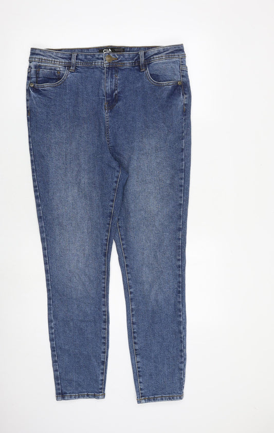 George Womens Blue Cotton Skinny Jeans Size 16 L28 in Slim Zip