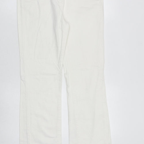 Marks and Spencer Womens White Cotton Bootcut Jeans Size 10 L32 in Regular Zip