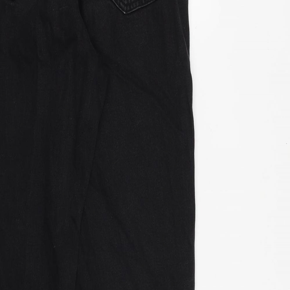 Mango Womens Black Cotton Bootcut Jeans Size 10 L33 in Regular Zip - Raw Hem