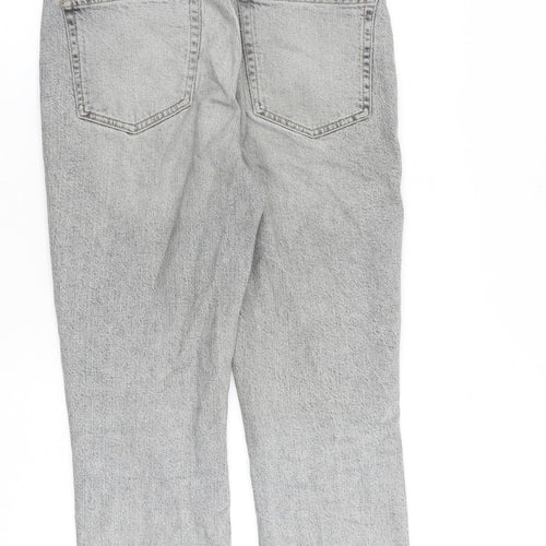 Topshop Womens Grey Cotton Straight Jeans Size 28 in L30 in Regular Zip - Raw Hem