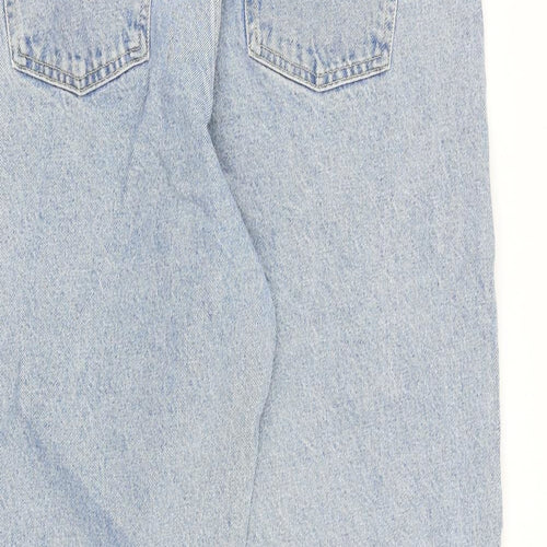 Zara Womens Blue Cotton Tapered Jeans Size 16 L27 in Regular Zip - Barrel Style
