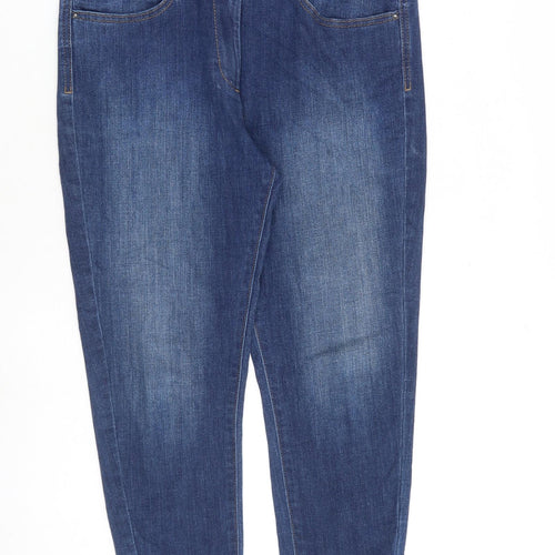 Marks and Spencer Womens Blue Cotton Cropped Jeans Size 12 L23 in Regular Zip