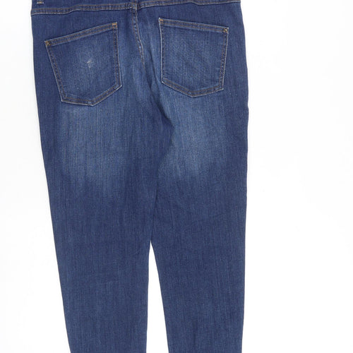 Marks and Spencer Womens Blue Cotton Cropped Jeans Size 12 L23 in Regular Zip