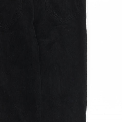 Marks and Spencer Womens Black Cotton Trousers Size 12 L27 in Regular Zip