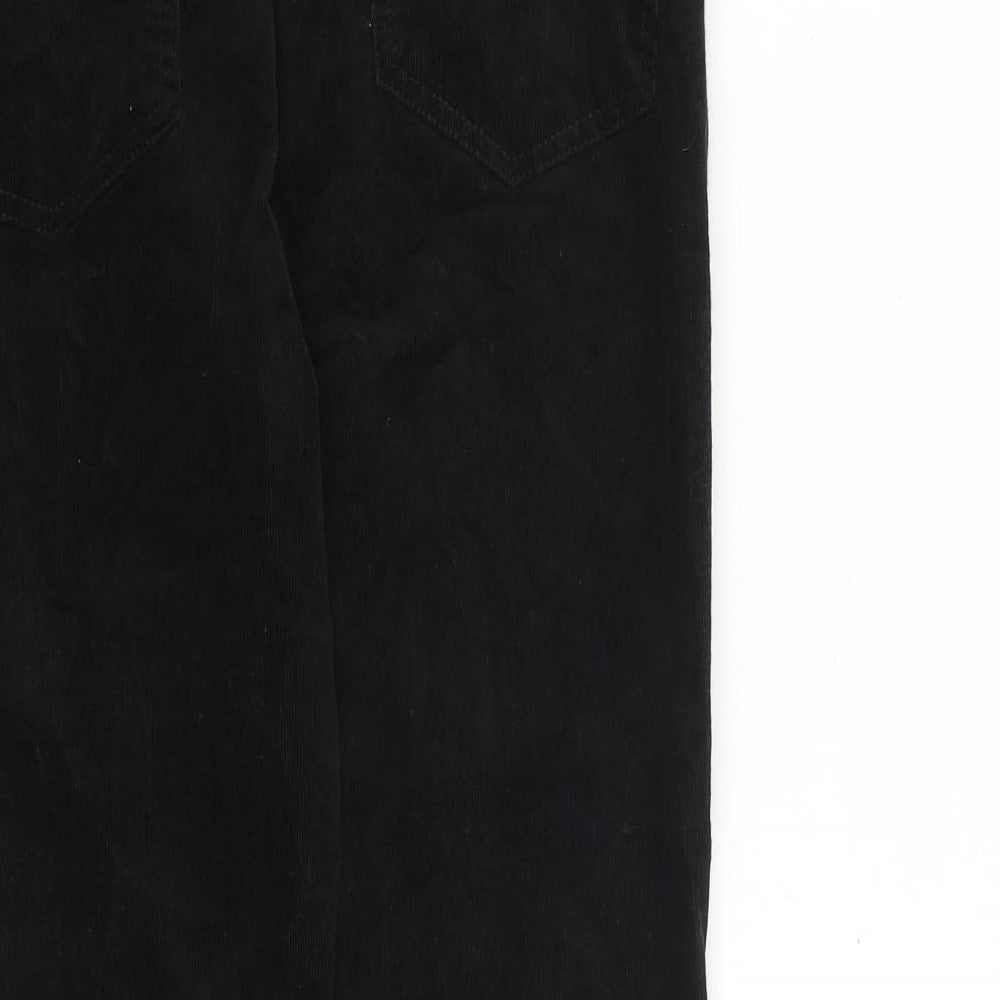Marks and Spencer Womens Black Cotton Trousers Size 12 L27 in Regular Zip