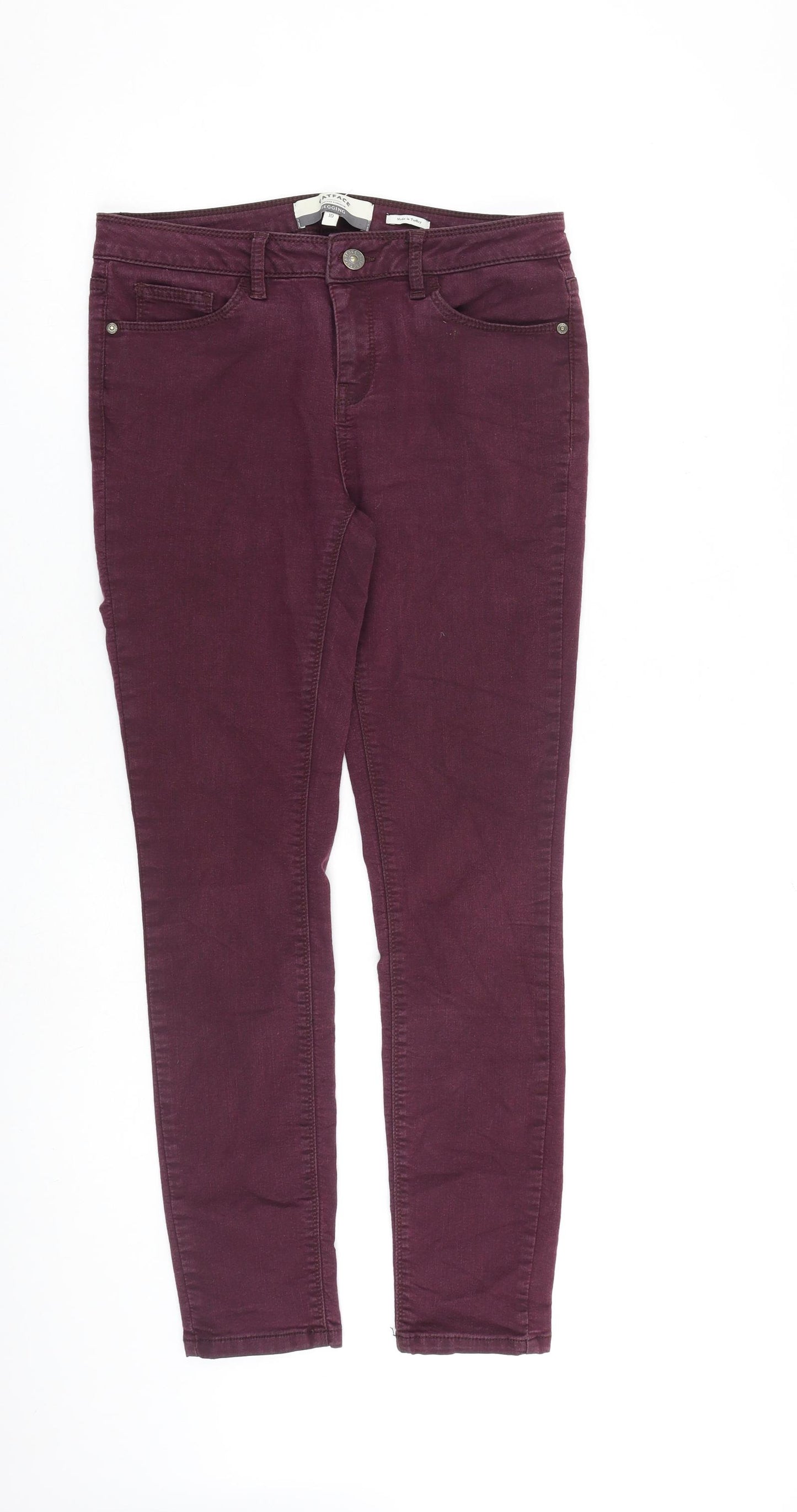 Fat Face Womens Purple Cotton Skinny Jeans Size 10 L28 in Slim Zip