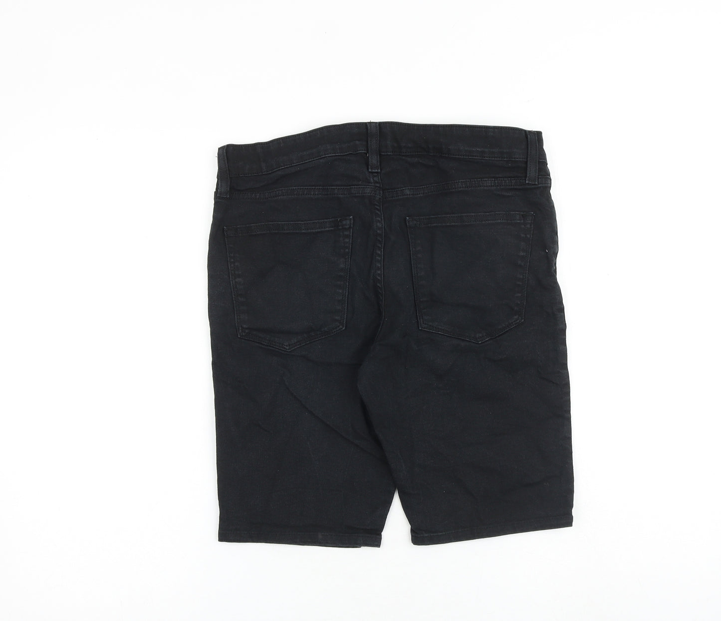 River Island Mens Black Cotton Chino Shorts Size 32 in L10 in Regular Zip