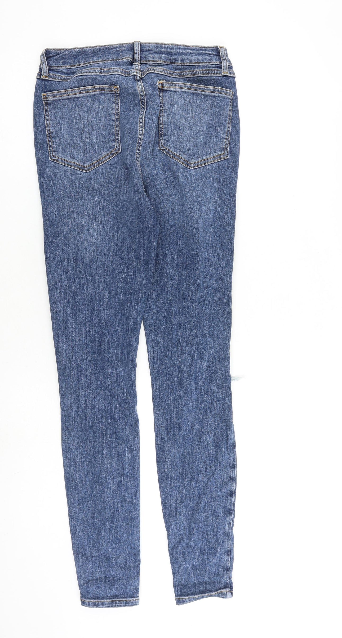 Denim & Co. Womens Blue Cotton Skinny Jeans Size 12 L28 in Slim Zip