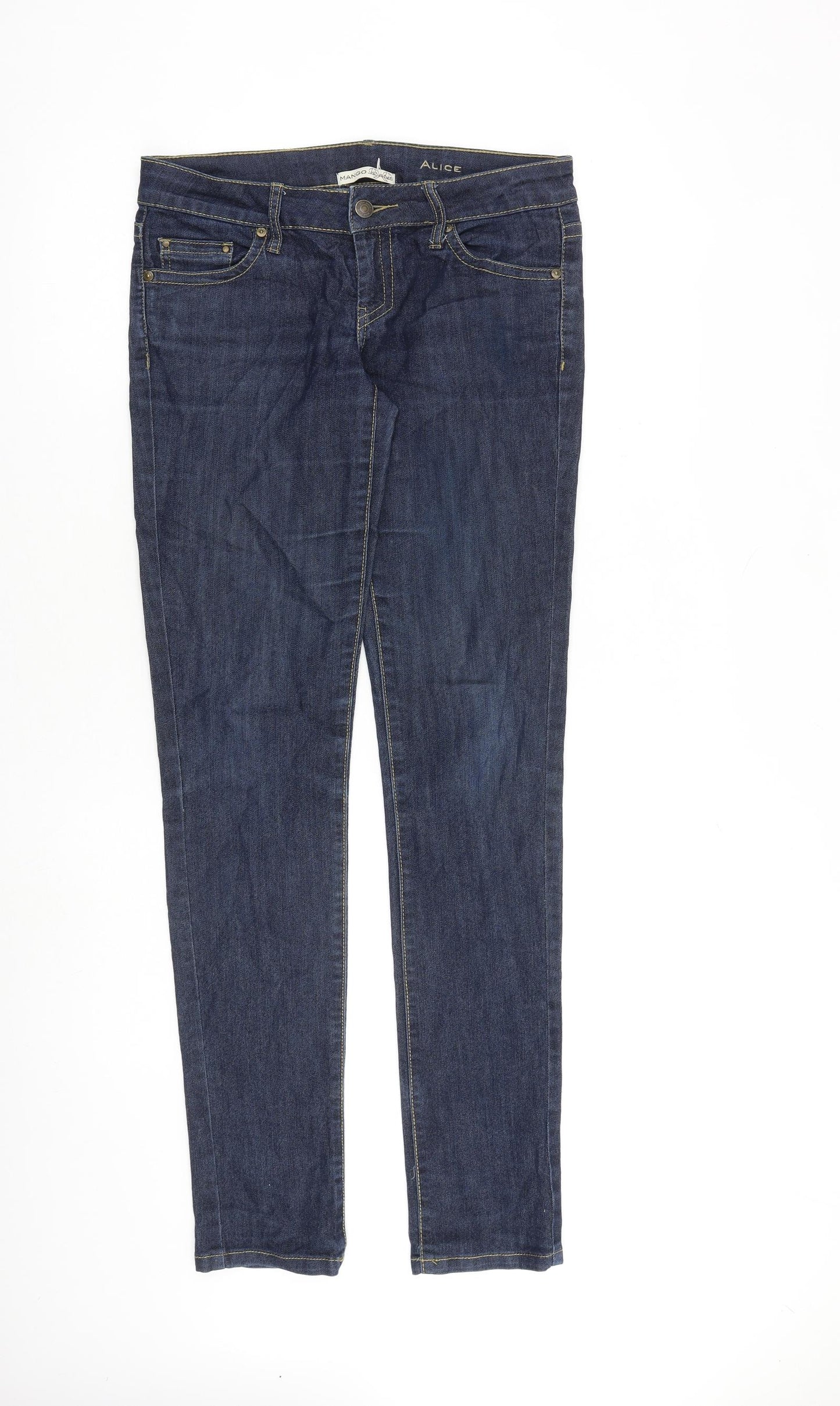 Mango Womens Blue Cotton Skinny Jeans Size 10 L33 in Regular Zip