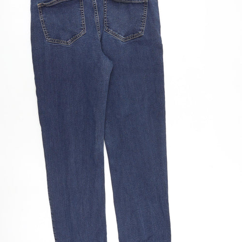 Marks and Spencer Womens Blue Cotton Straight Jeans Size 12 L27 in Regular Zip