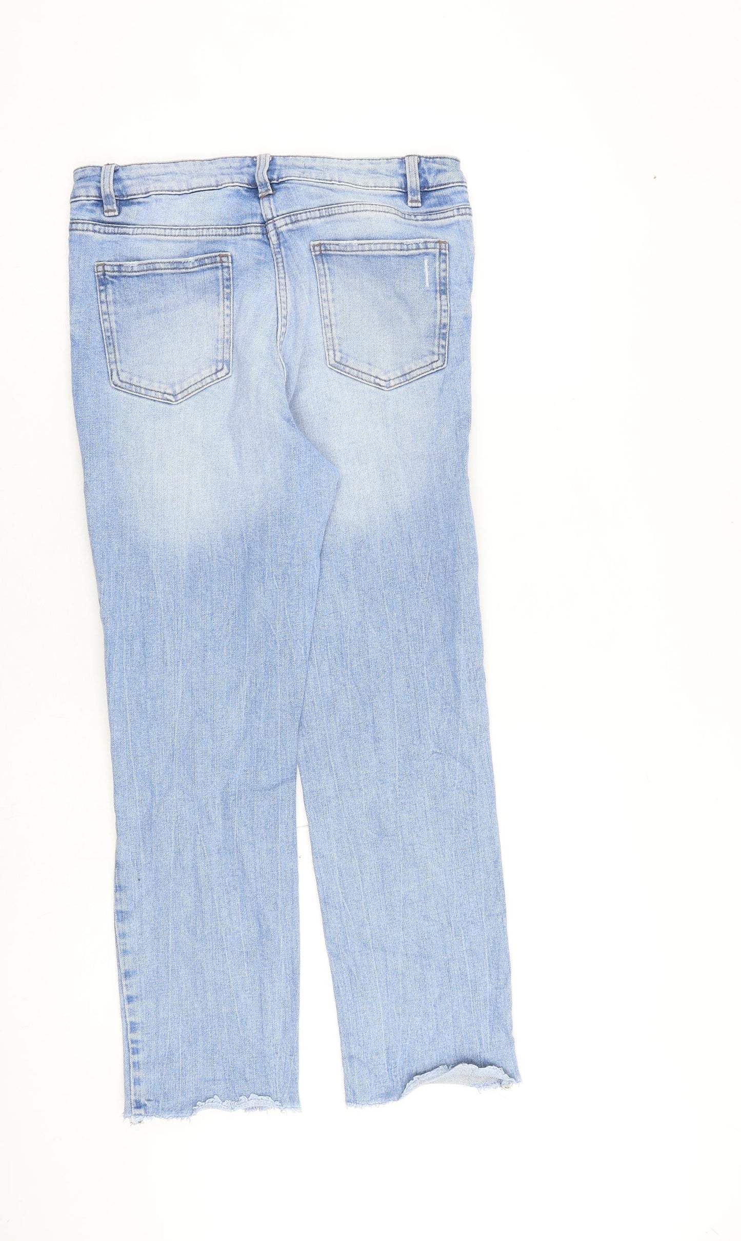 NEXT Womens Blue Cotton Straight Jeans Size 12 L27 in Regular Zip