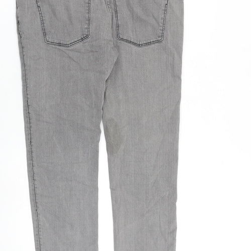 Bershka Mens Grey Cotton Skinny Jeans Size 36 in L30 in Slim Zip