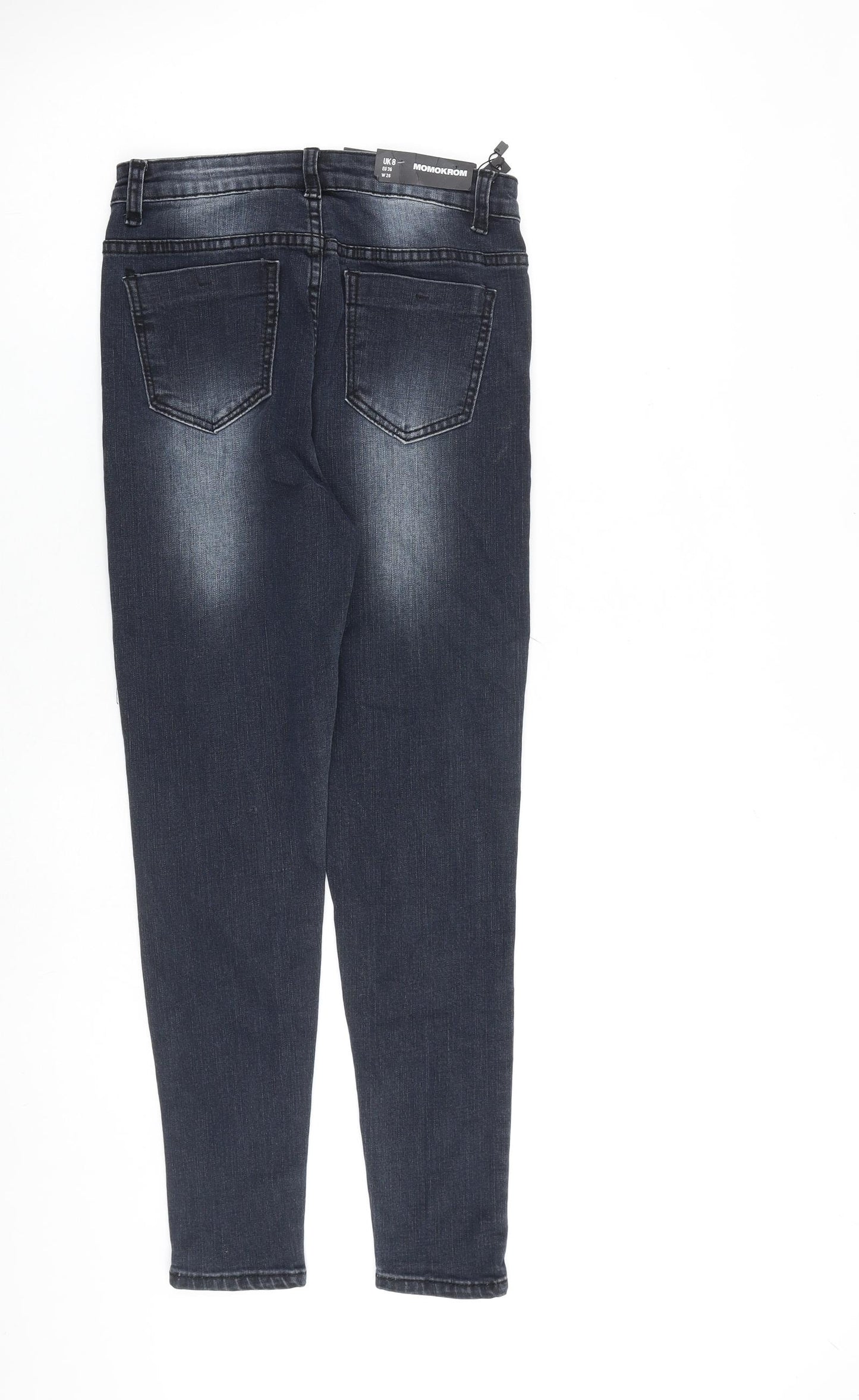 Momokrom Womens Blue Cotton Skinny Jeans Size 8 L26 in Regular Zip