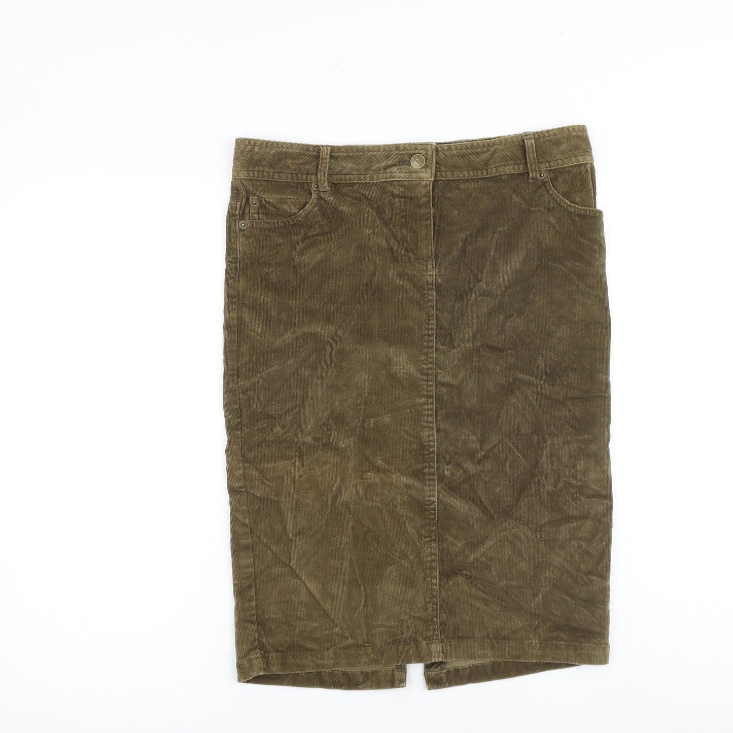 Zara Womens Brown Cotton Straight & Pencil Skirt Size M Zip