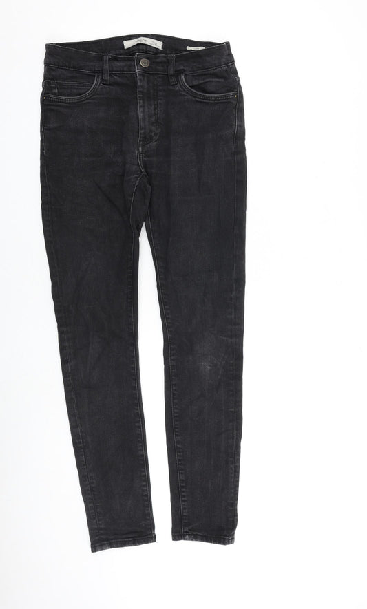 Mango Womens Black Cotton Skinny Jeans Size 10 L30 in Slim Zip