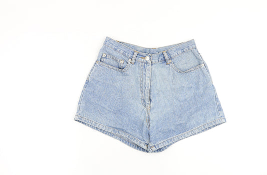 Labrada Womens Blue 100% Cotton Mom Shorts Size 10 L3 in Regular Zip